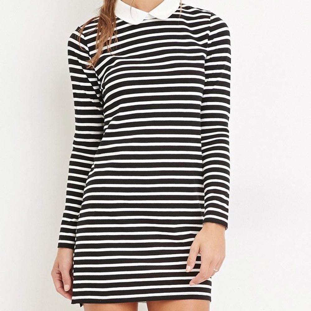 Forever 21 Black Stripe Collar Dress